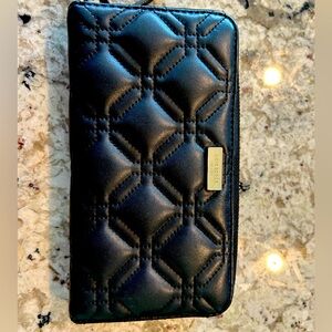 Kate Spade leather black wallet gold nameplate fantastic condition